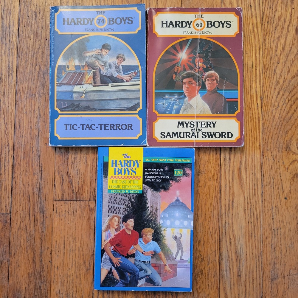 Hardy Boys 3 Paperback Book Lot Mystery Samurai Tic-Tac-Terror COSMIC KIDNAPPING
